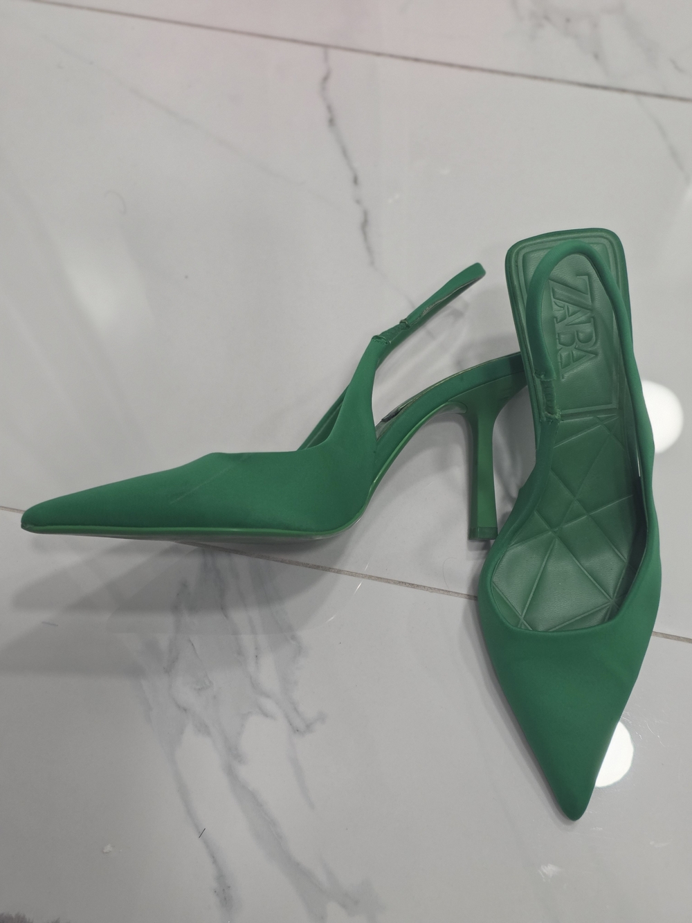 Zara Emerald Green Pointed Slingback Mules - Picture 2 of 3